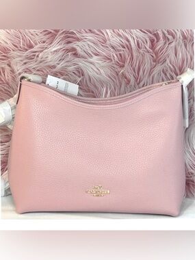 Coach Laurel Shoulder Bag Carnation Pink Pebbled Leather Gold Hardware CR148